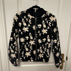 Floral Embroidered Black Jacket